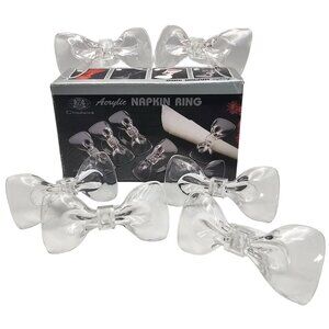 Vintage Chadwick Acrylic Napkin Rings Bow Set Of 6 Clear With Box